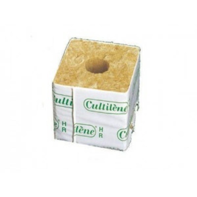 Bloco quadrado de cultivo com lã mineral castanha e embalagem Cultilène HR