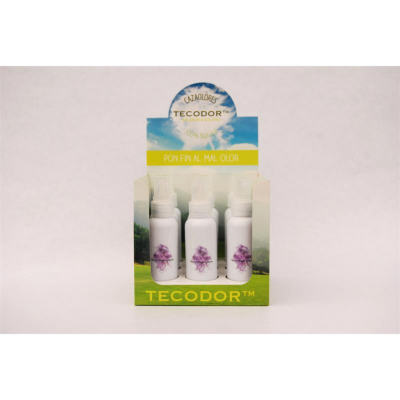 Display com sprays para eliminar mau odor TECODOR