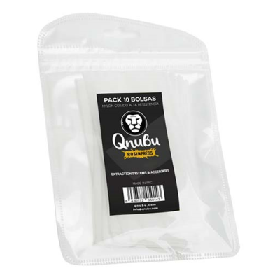 Pacote de 10 bolsas de nylon transparentes com etiqueta preta da marca Qnubu Rosinpress