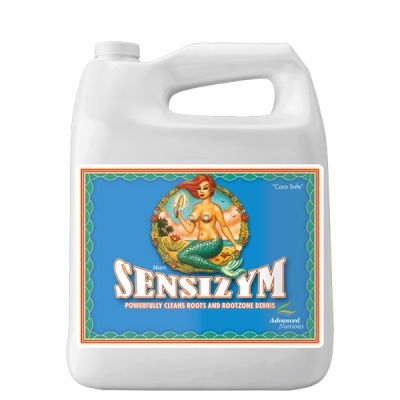 Garrafão branco Sensizym com etiqueta azul e sereia