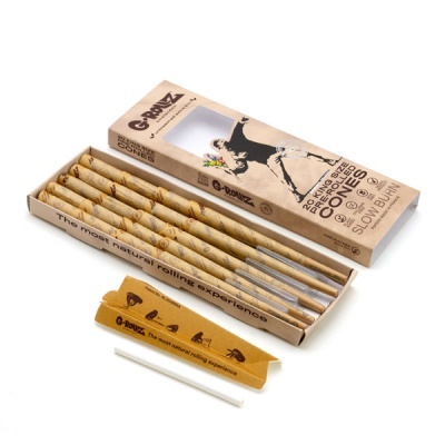 Pack de cones para enrolar G-ROLLZ king size com 20 unidades e cones visíveis castanhos claras.