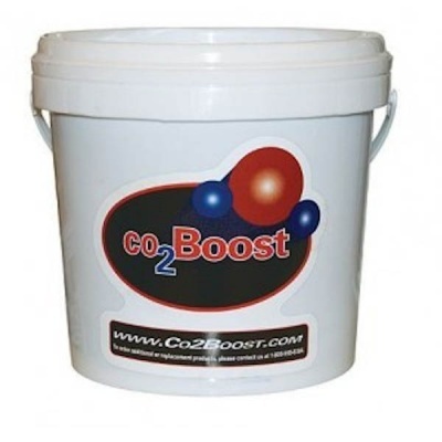 Balde branco de plástico com etiqueta preta co2 Boost