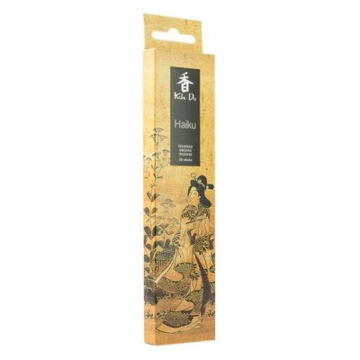 Embalagem de incenso Kata Do Haiku em papel kraft com ilustração japonesa