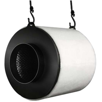 Filtro suspenso preto e branco com textura macia e malha preta central