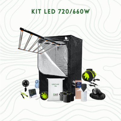 Kit de cultivo indoor com tenda preta e painel LED