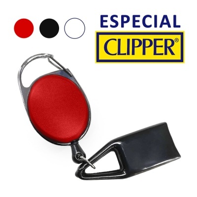 Porta-chaves Clipper com mosquetão e suporte plástico em branco