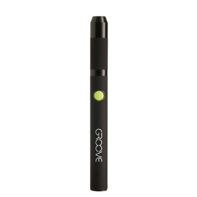 Cigarro eletrónico preto com botão verde e texto GROOVE