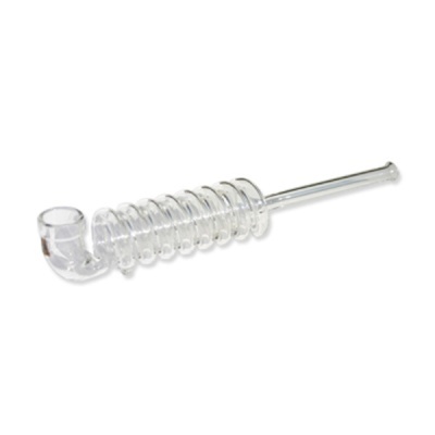 Tubo de vidro transparente em espiral com bocal e câmara