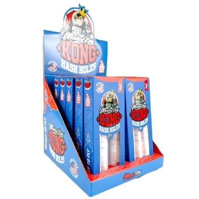 Expositor azul com caixas de palhetas para instrumentos Monkey Rex Kong Hash Holes