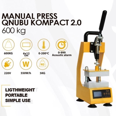 Prensa manual Qnubu Kompact 2.0 amarela com alavanca preta e painel digital
