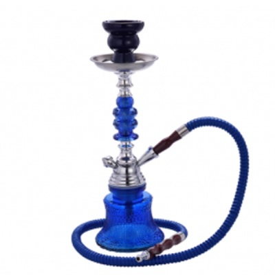 Cachimbo de água azul com base de vidro e mangueira flexível