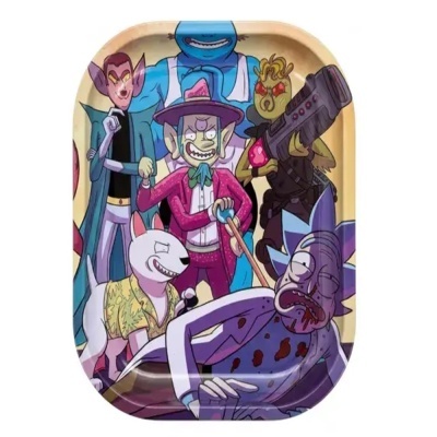 Tabuleiro com ilustração de personagens da série Rick and Morty