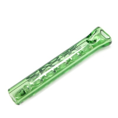 Cachimbo verde em vidro com textura e desenho preto