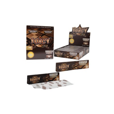 Pacotes de papel de enrolar Juicy Jay's Double Rice Chocolate com caixa de exposição