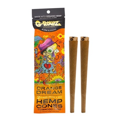 Pacote de cones pré-enrolados de cânhamo G-Rollz Orange Dream com arte colorida