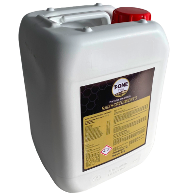 Recipiente plástico branco de 10L com tampa vermelha e rótulo amarelo do produto T-ONE PRO