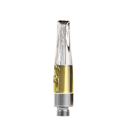 Cartucho de vaporizador com líquido amarelo e base metálica