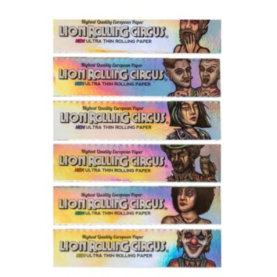 Pacotes de papel de enrolar ultra fino LION ROLLING CIRCUS com ilustrações de personagens
