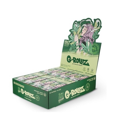 Papel para enrolar G-Rollz verde com ilustração feminina e folhas