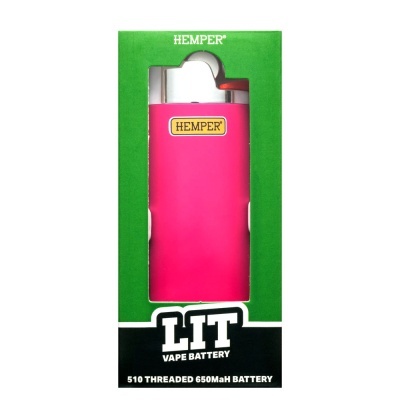 Bateria para vape rosa da HEMPER em embalagem verde e preta