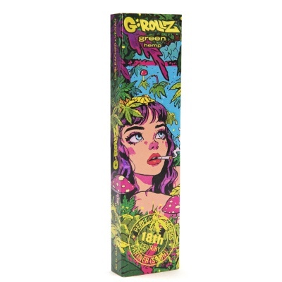 Embalagem para tabaco com ilustração de mulher a fumar e texto colorido