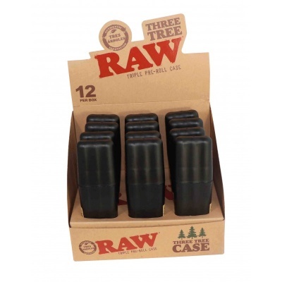 Expositor com 12 caixas pretas RAW para pre-rolls
