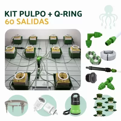 KIT de rega KIT PULPO + Q-RING com 60 saídas e acessórios variados