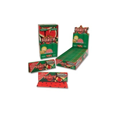 Pacotes de papel Juicy Jay's sabor melancia em embalagem verde e vermelha