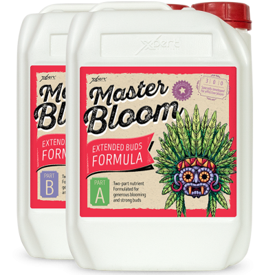 Recipientes de Master Bloom, fórmula Extended Buds, Parte A e Parte B para plantas.
