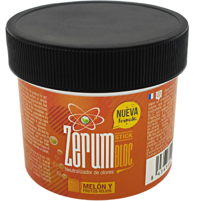 Frasco plástico laranja com tampa preta Zerum Stick Bloc neutralizador de odores