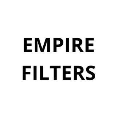 Texto EMPIRE FILTERS em preto sobre fundo branco