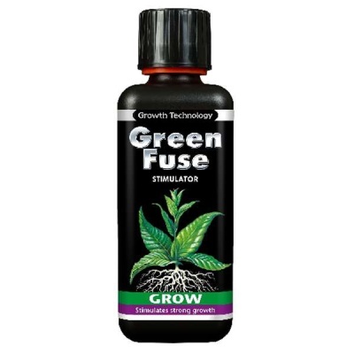 Frasco preto com rótulo de estimulador de crescimento de plantas