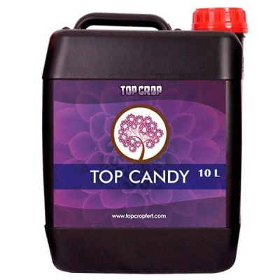 Recipiente preto de 10 litros com tampa vermelha e rótulo roxo TOP CANDY 10 L