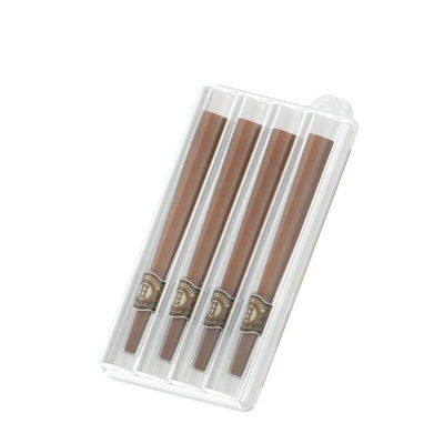 Embalagem transparente com quatro charutos castanhos com anilhas TH BITES