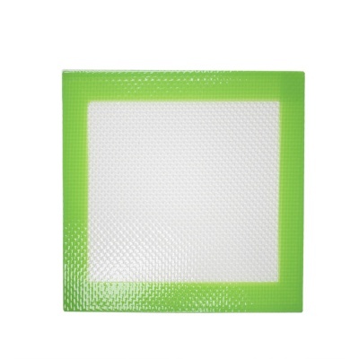 Tapete de silicone quadrado com borda verde e centro branco texturizado