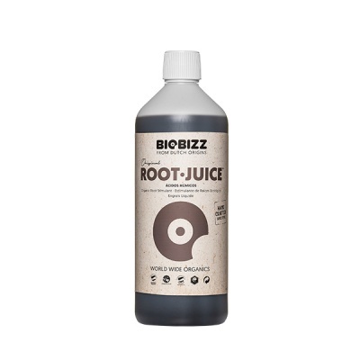 Frasco plástico Root-Juice BioBizz com rótulo bege