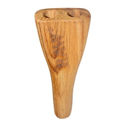 Produto de madeira natural castanho claro com duas cavidades e texto RAW gravado.