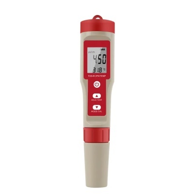 Analisador digital para medição de TDS, EC, pH e temperatura com ecrã LCD e botões