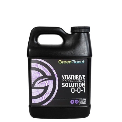 Frasco preto de 4 litros com solução Vitathrive Propagation Solution 0-0-1 da Green Planet