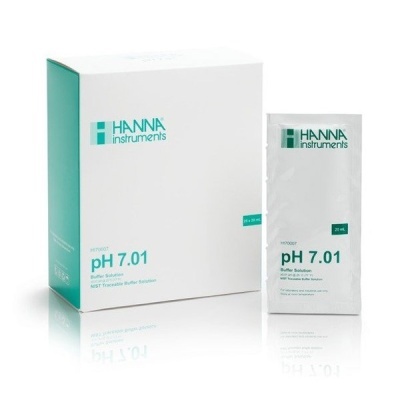 Caixa e saquinho solução tampão pH 7.01 da HANNA instruments