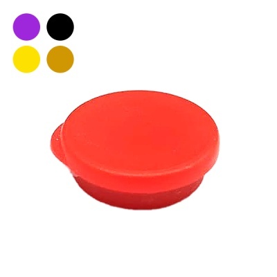 Contenedor redondo rojo de silicona con tapa y círculos de colores