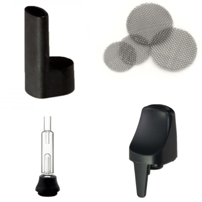 quatro objetos separados em fundo branco com diferentes formas e materiais