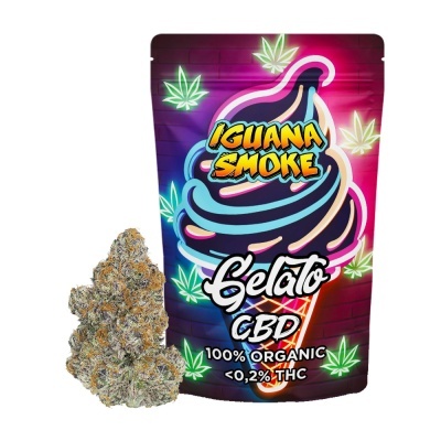Embalagem colorida de cannabis CBD e ramo de planta