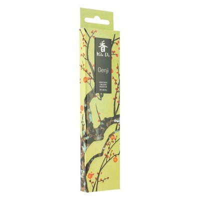 Embalagem verde de incenso Koh-Do Genji com design floral
