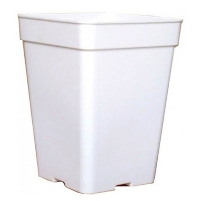 vaso quadrado branco em plástico com borda larga