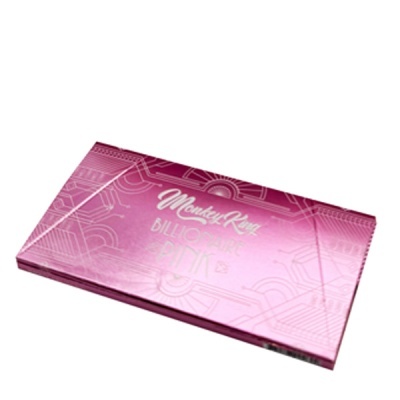 Paleta de maquilhagem rosa metalizada com texto Monkey King BILLIONAIRE PINK