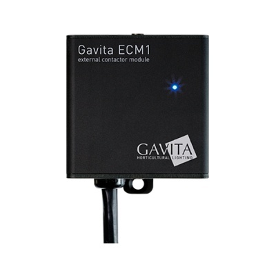 Módulo de contacto externo Gavita ECM1 preto com luz azul e texto branco