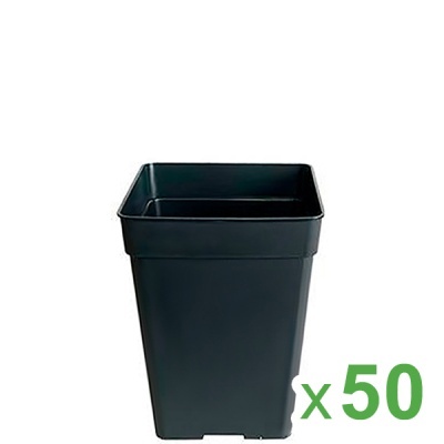 Vaso quadrado preto em plástico, conjunto de 50 unidades
