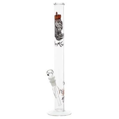 Bong de vidro transparente com design de leão com coroa e texto King