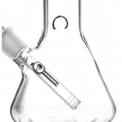 Base de vidro transparente para bong com encaixe lateral e peça com texto HEISENBERG